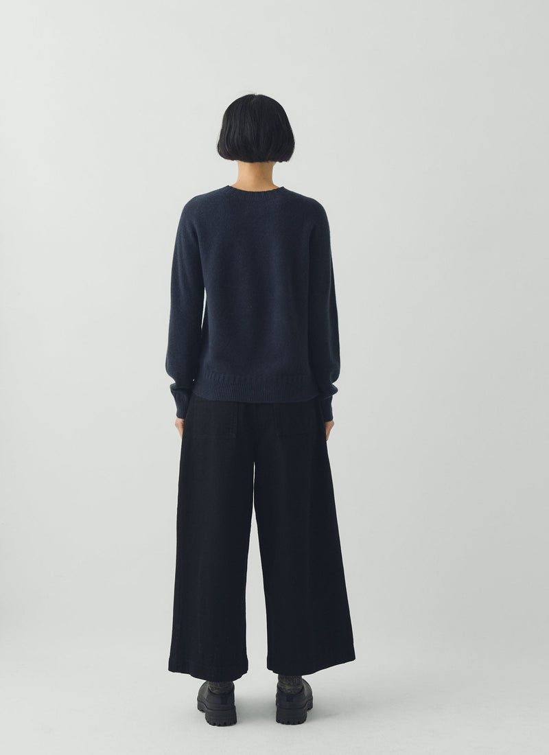 Wool Cashmere Crew Neck Sweater | Dark Navy