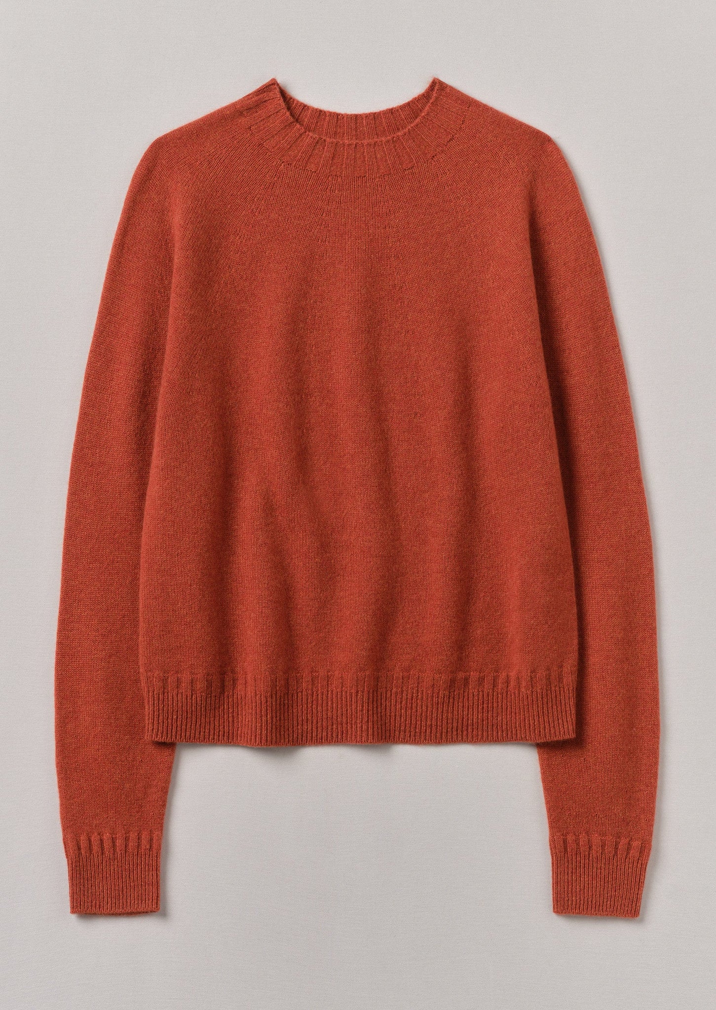 Wool Cashmere Crew Neck Sweater | Terracotta