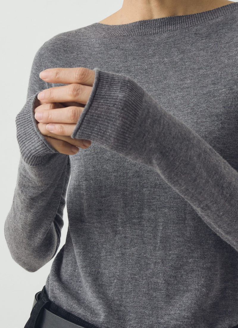 Fine Wool Cashmere Sweater | Grey Melange