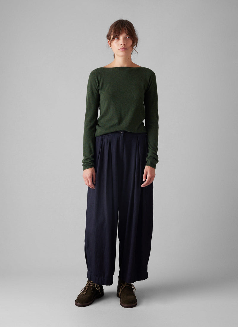 Fine Wool Cashmere Sweater | Green Olive