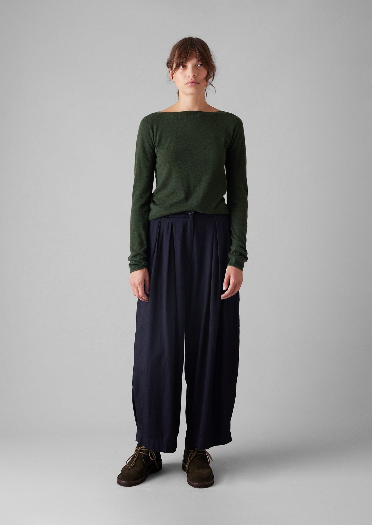 Fine Wool Cashmere Sweater | Green Olive