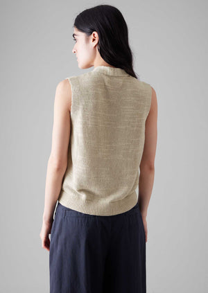 Fine Linen Cotton Knitted Tank | Parchment