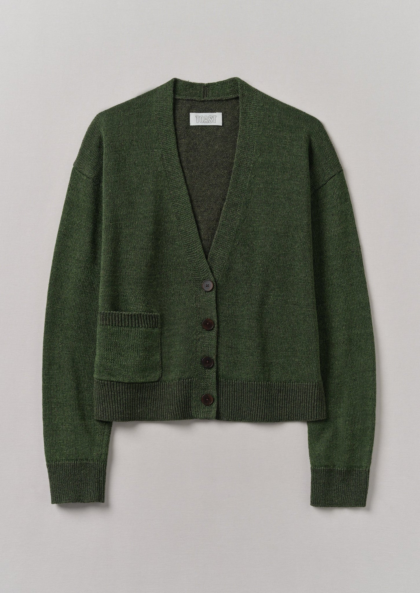 Wool Linen Patch Pocket Cardigan | Artichoke