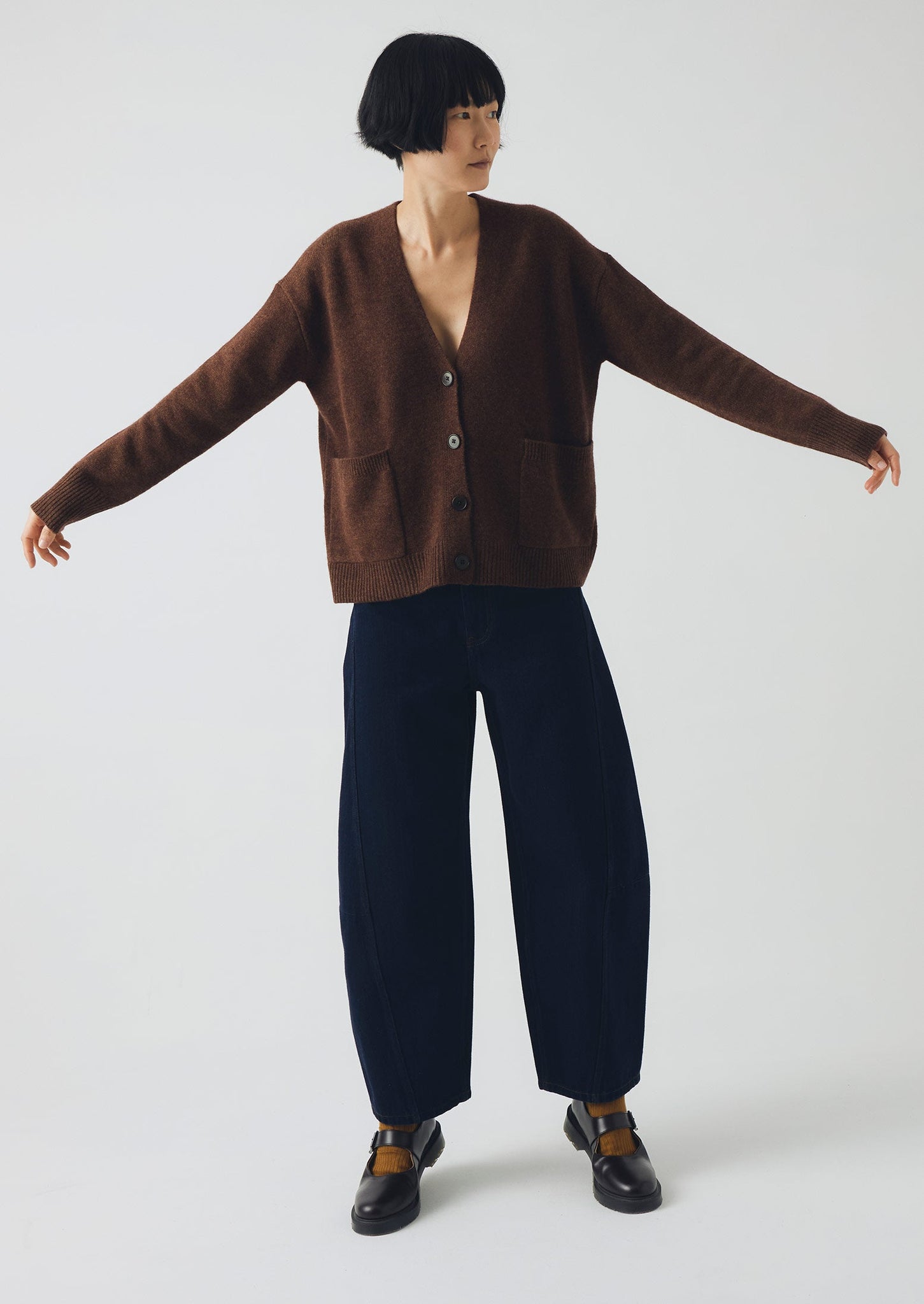 Ffion Wool Cashmere Boxy Cardigan | Pecan