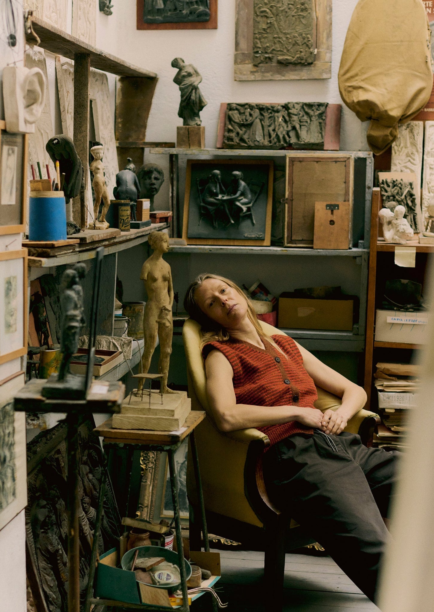 Stripe Donegal V Neck Tank | Brick/Red Clay