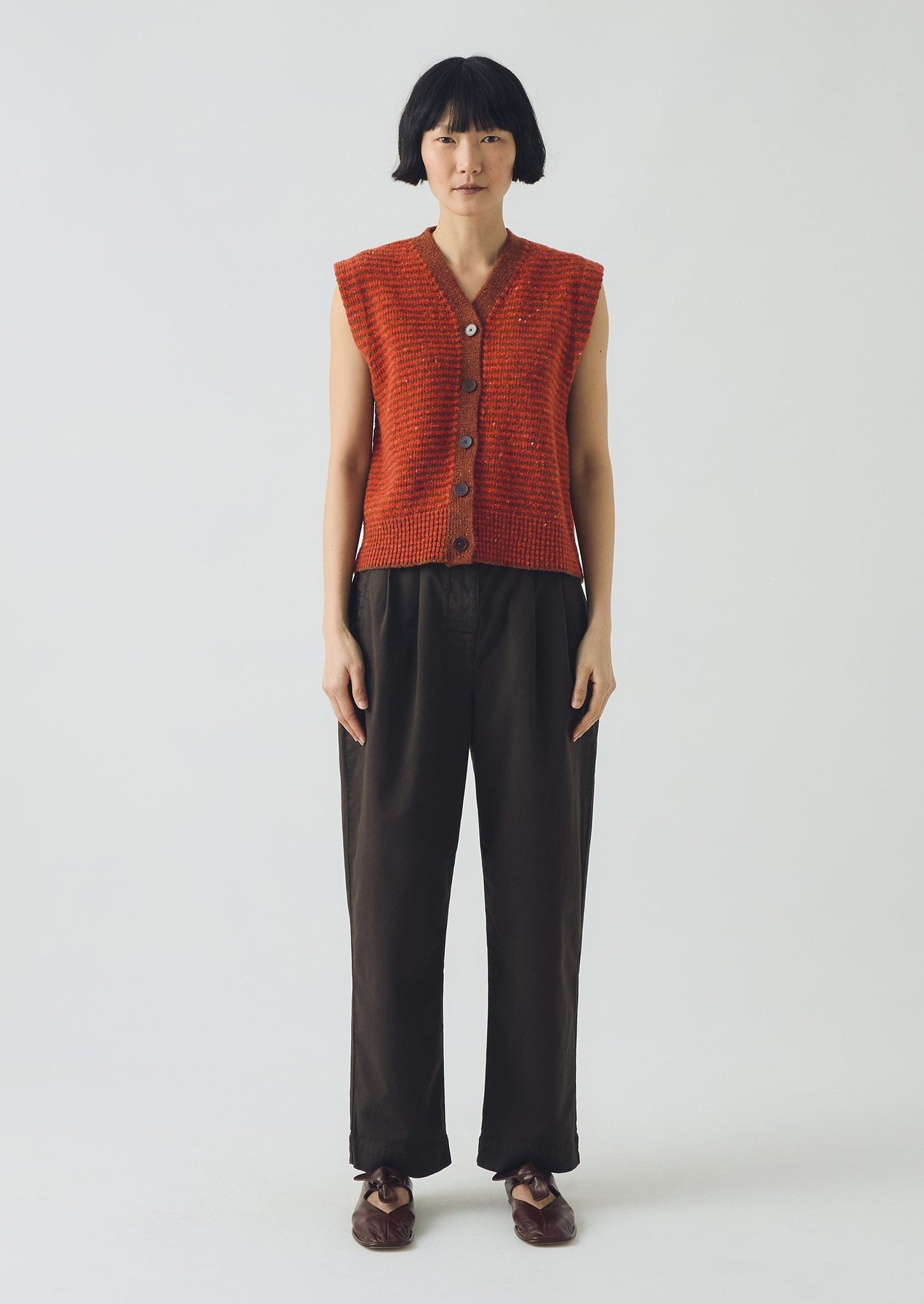 Stripe Donegal V Neck Tank | Brick/Red Clay