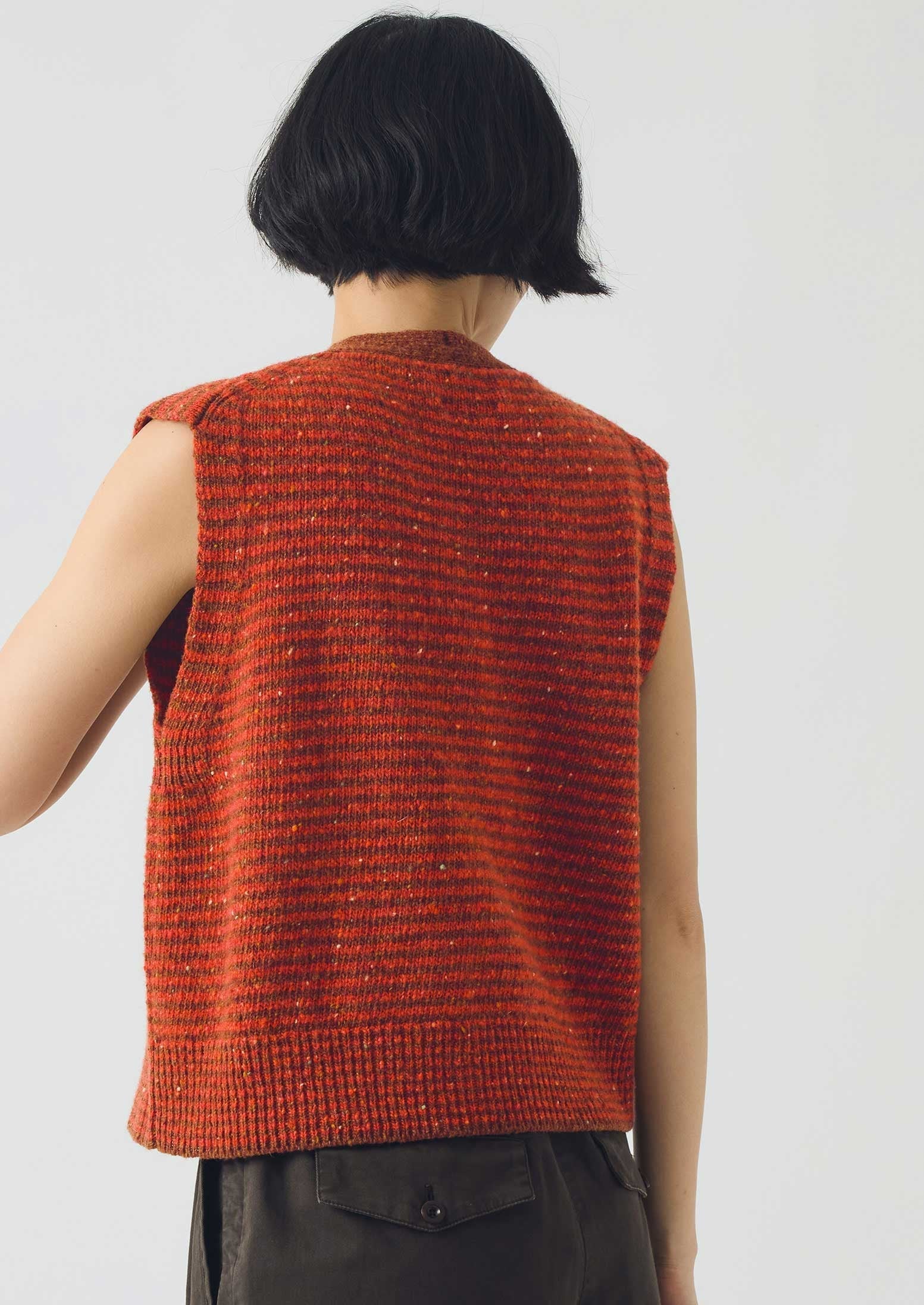 Stripe Donegal V Neck Tank | Brick/Red Clay | TOAST