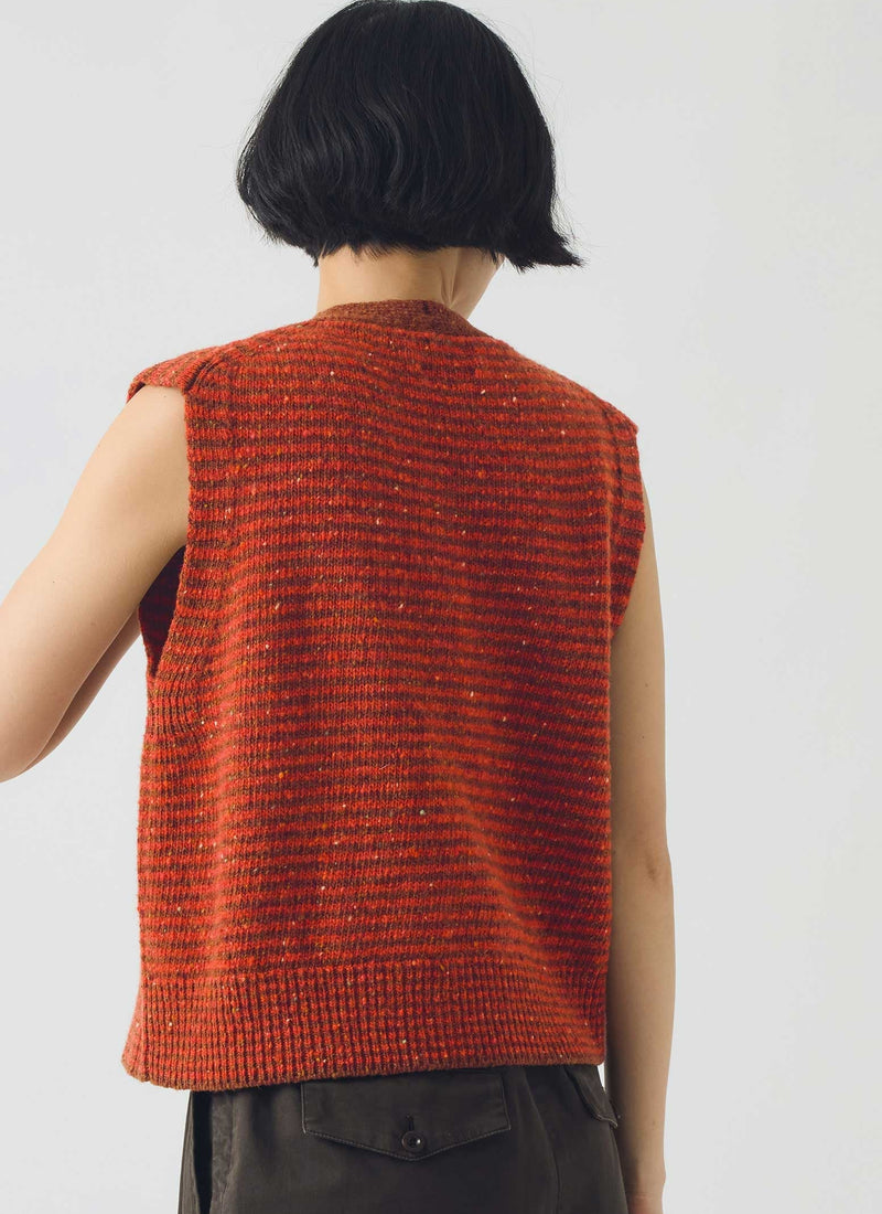Stripe Donegal V Neck Tank | Brick/Red Clay