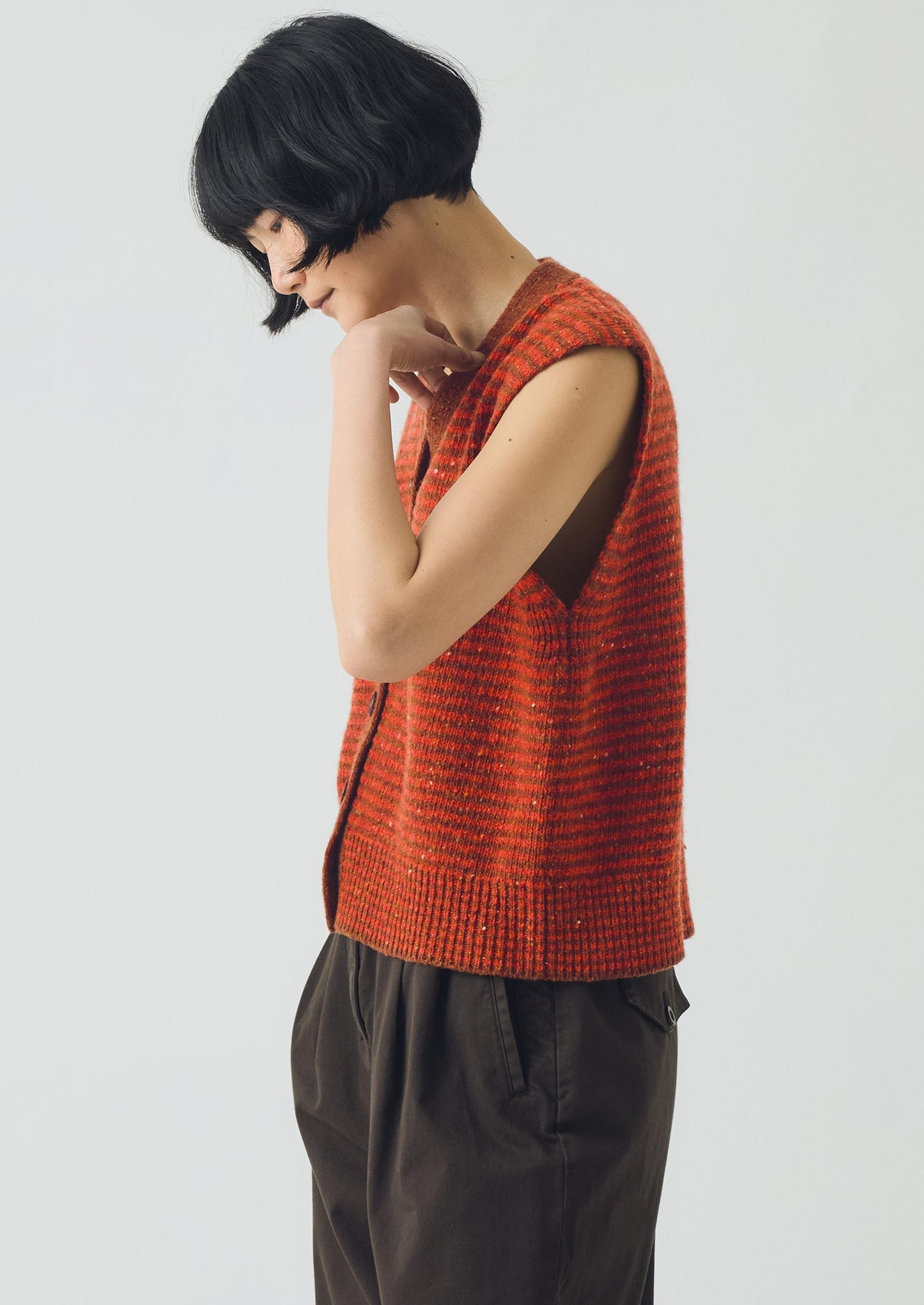 Stripe Donegal V Neck Tank | Brick/Red Clay