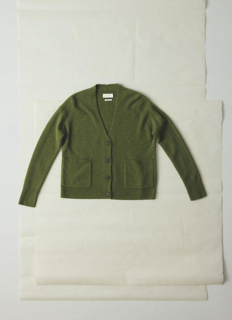 Ffion Wool Cashmere Boxy Cardigan | Lawn Green