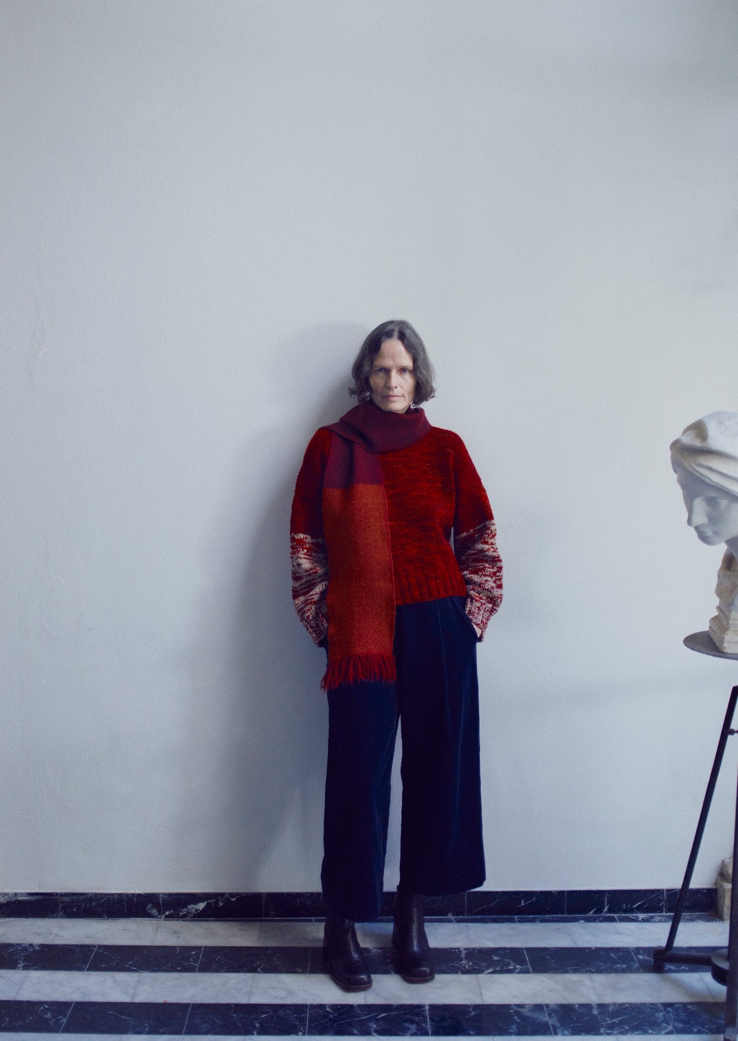 Hand Dyed High Neck Sweater | Claret Red