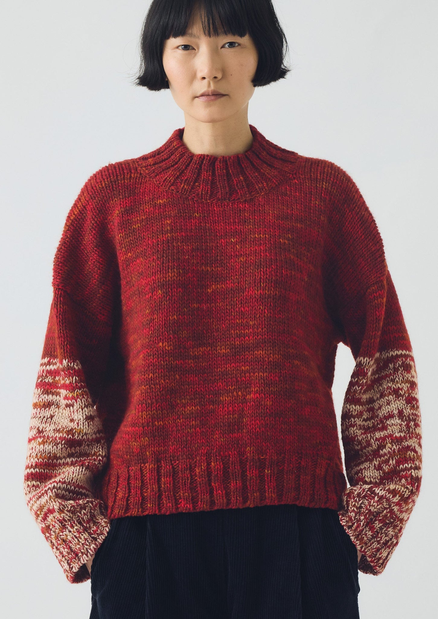 Hand Dyed High Neck Sweater | Claret Red