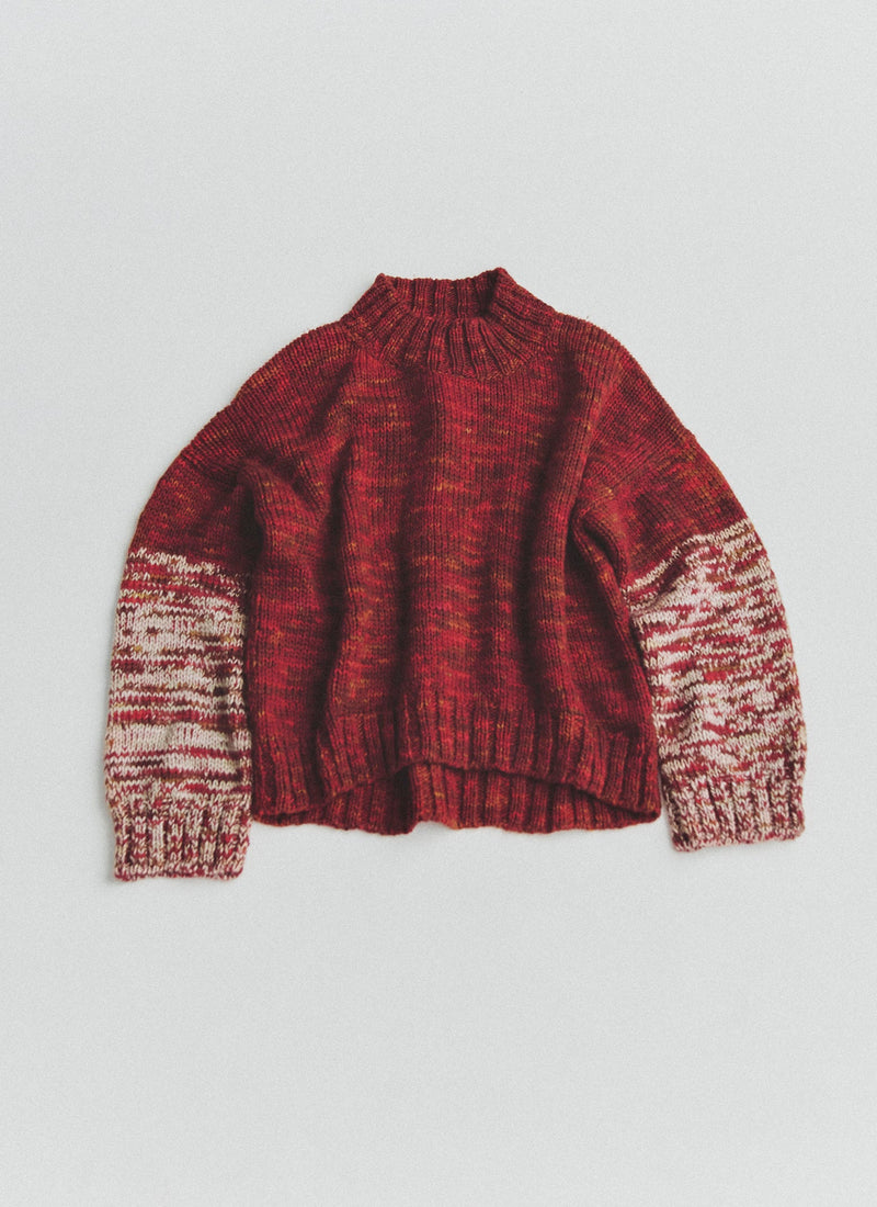 Hand Dyed High Neck Sweater | Claret Red