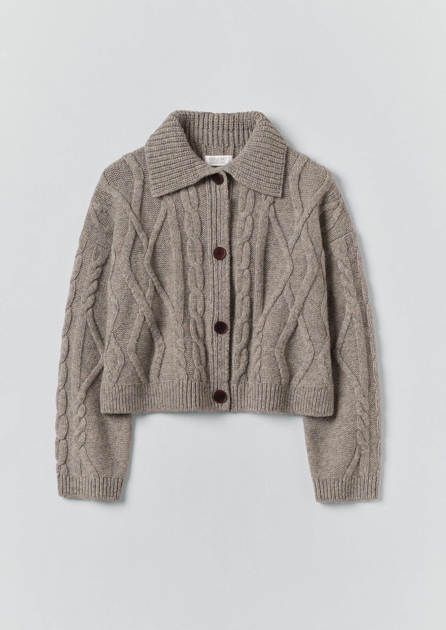 Collared Cable Cardigan | Stone