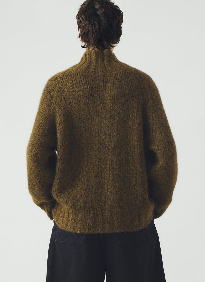 Lofty Alpaca High Neck Sweater | Olive