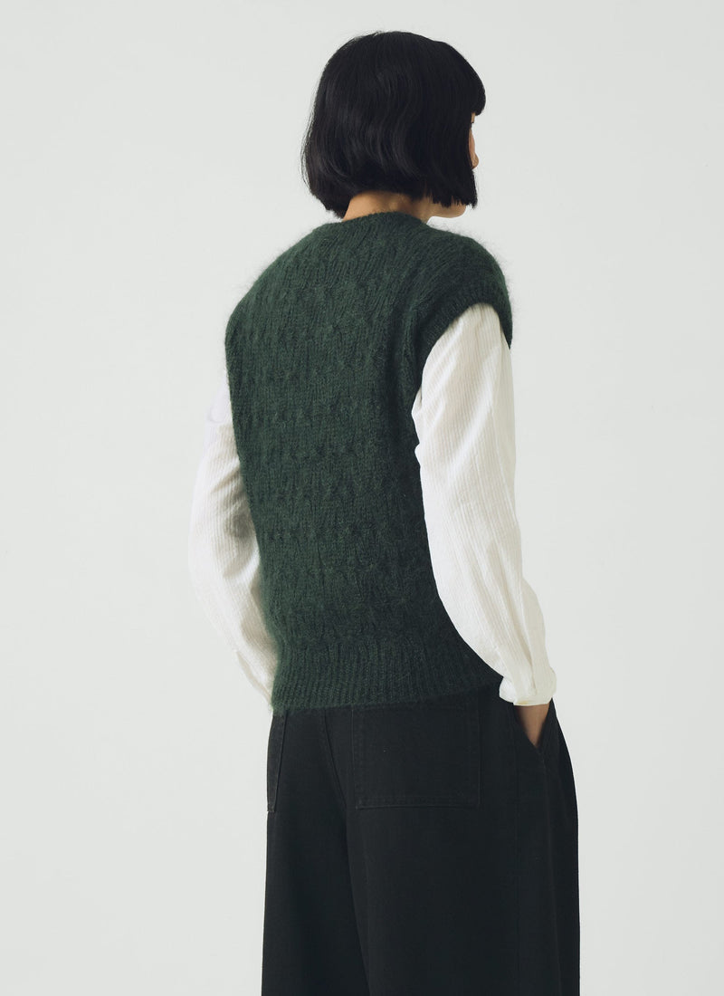 Mohair Cotton Lace Cable Tank | Oil