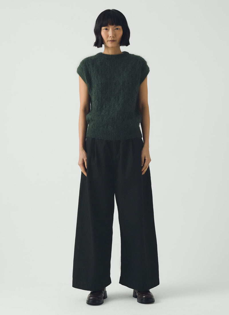 Mohair Cotton Lace Cable Tank | Oil