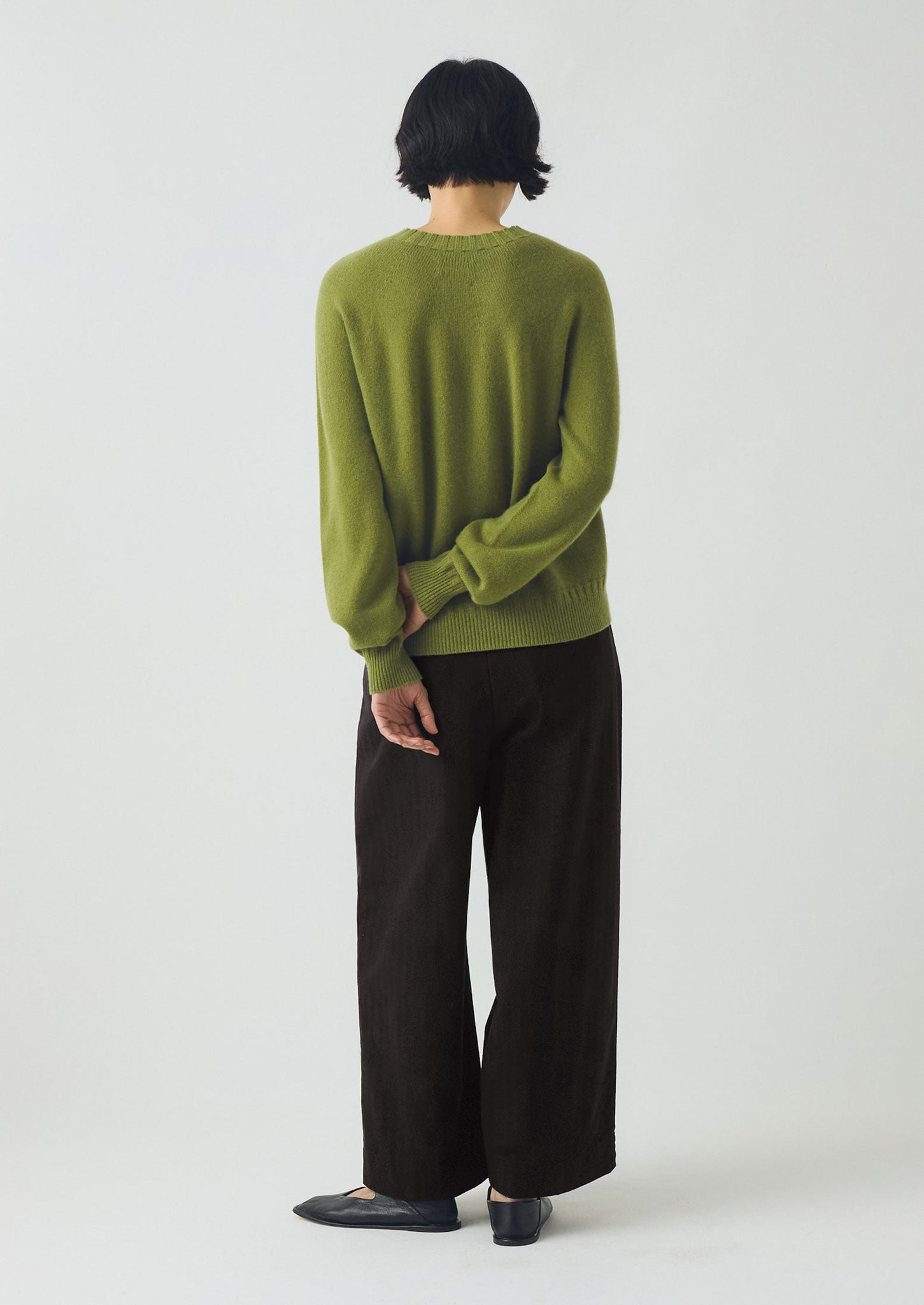 Wool Cashmere Crew Neck Sweater | Soft Green