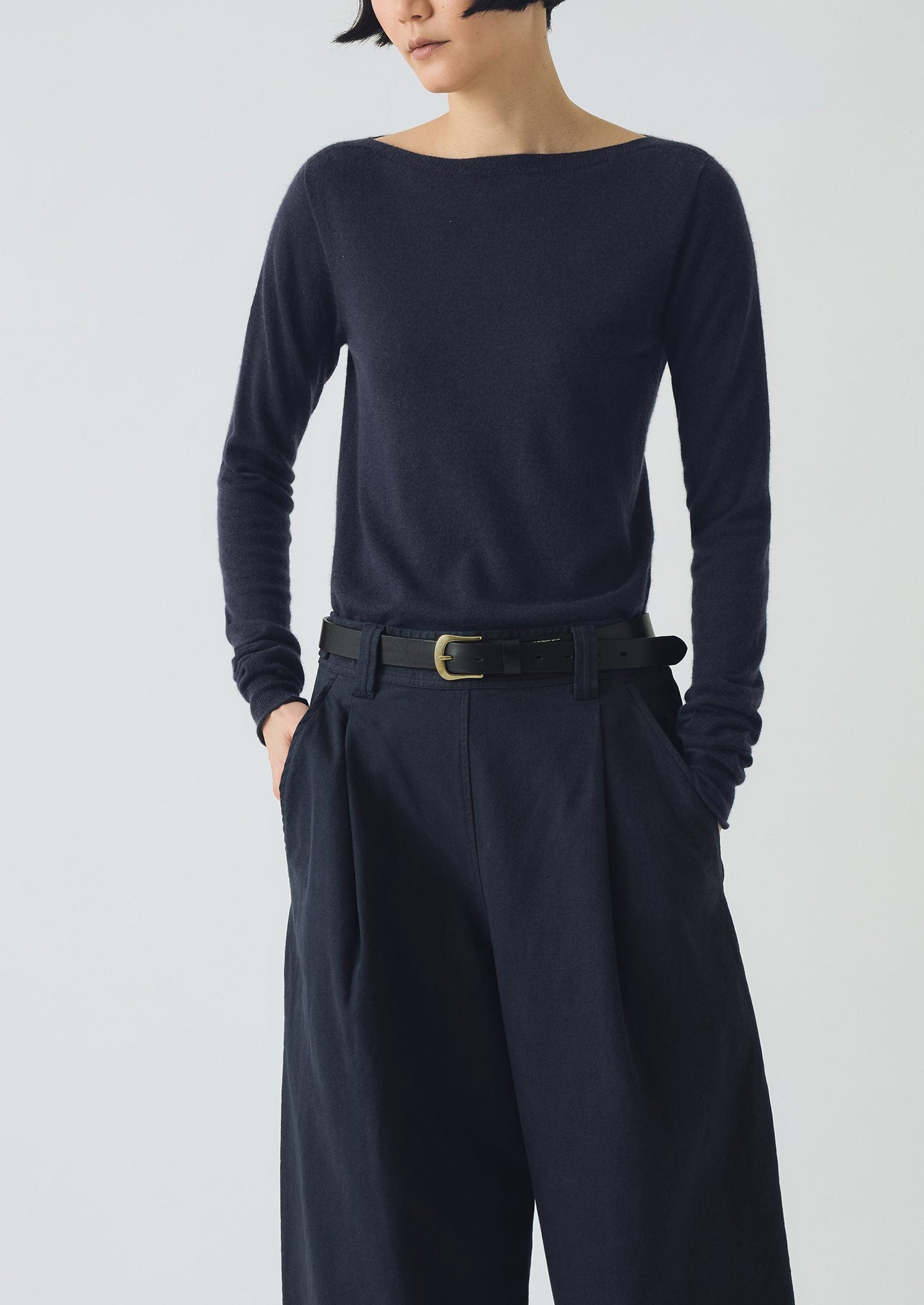 Fine Wool Cashmere Sweater | Dark Navy