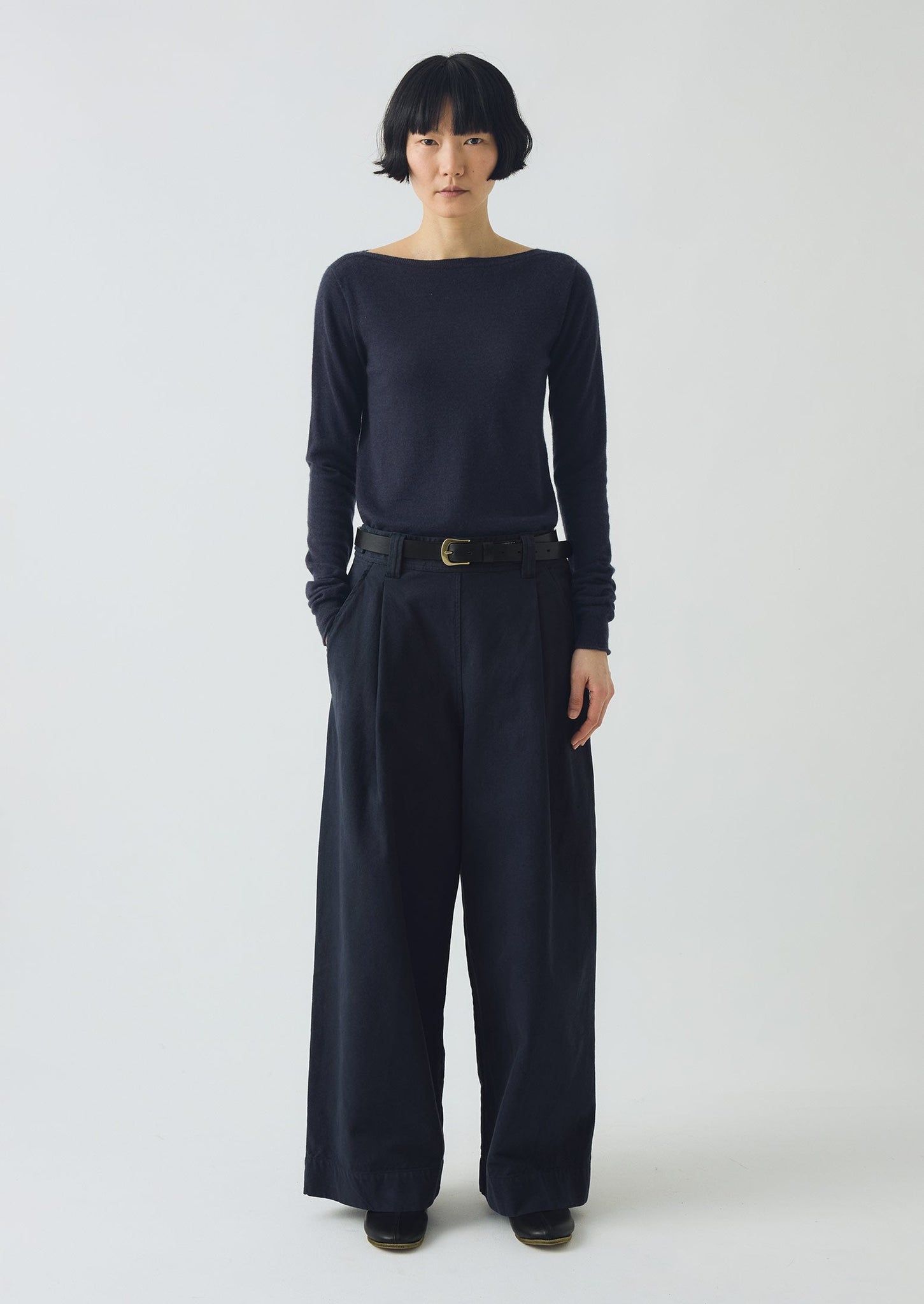 Fine Wool Cashmere Sweater | Dark Navy