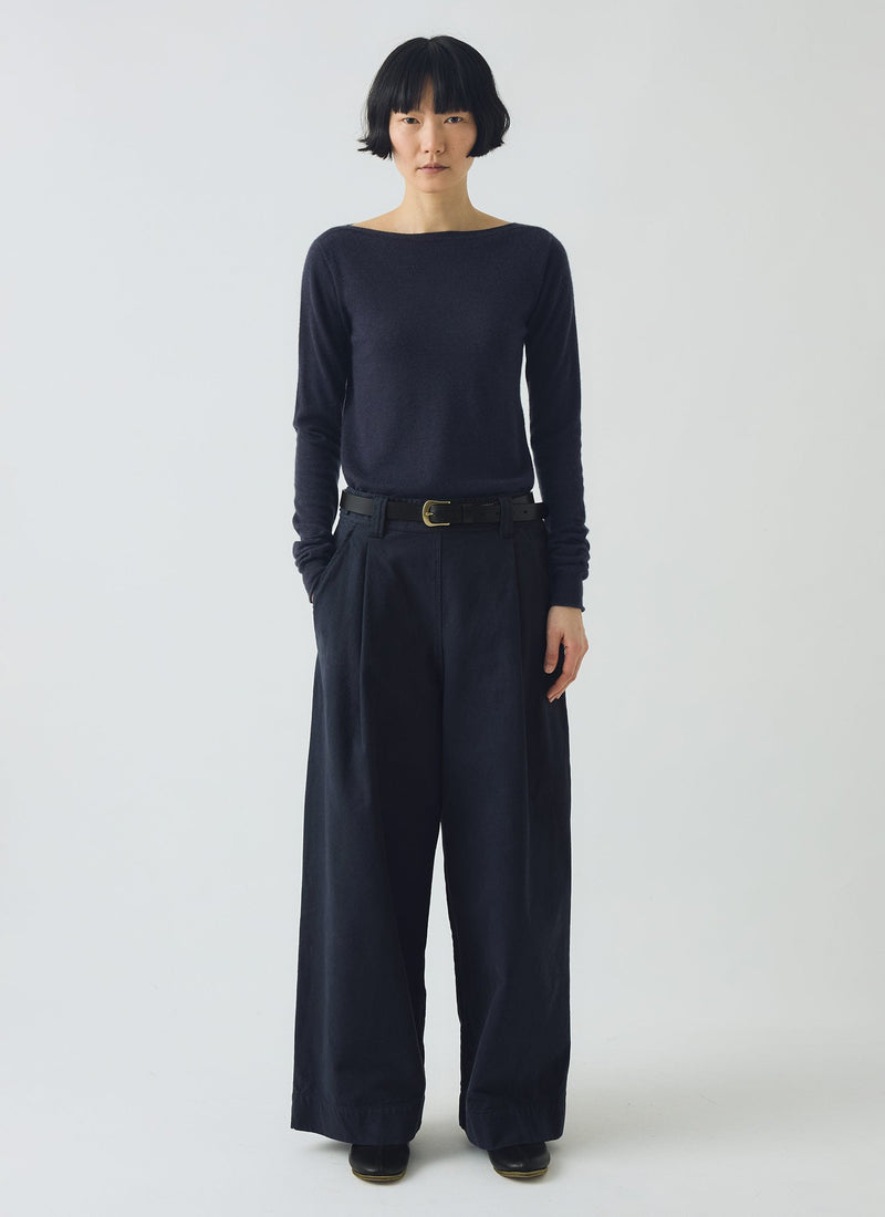 Fine Wool Cashmere Sweater | Dark Navy