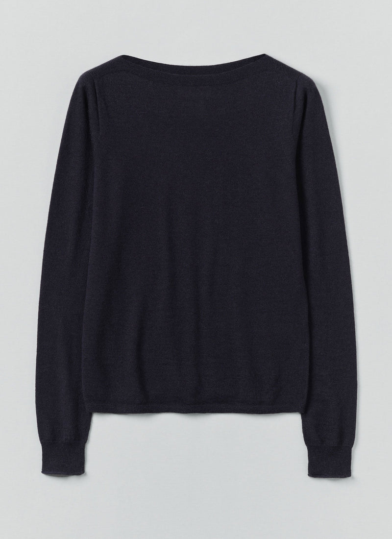 Fine Wool Cashmere Sweater | Dark Navy