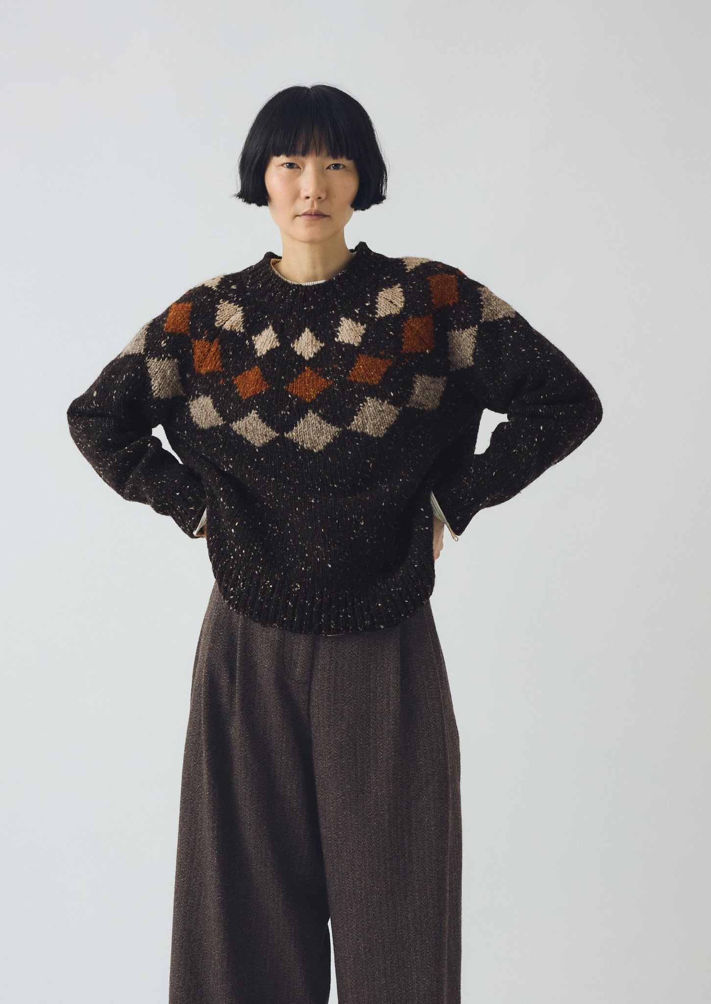 Donegal Diamond Yoke Sweater | Graphite Multi