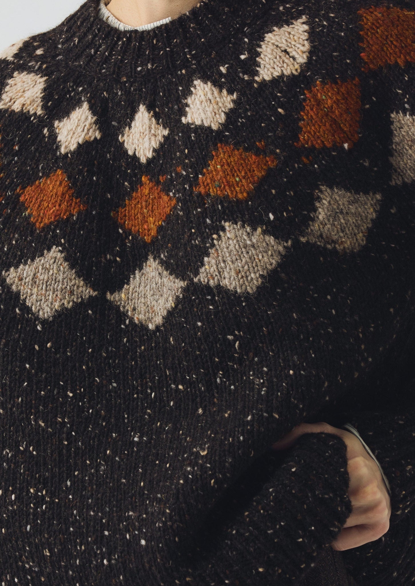 Donegal Diamond Yoke Sweater | Graphite Multi