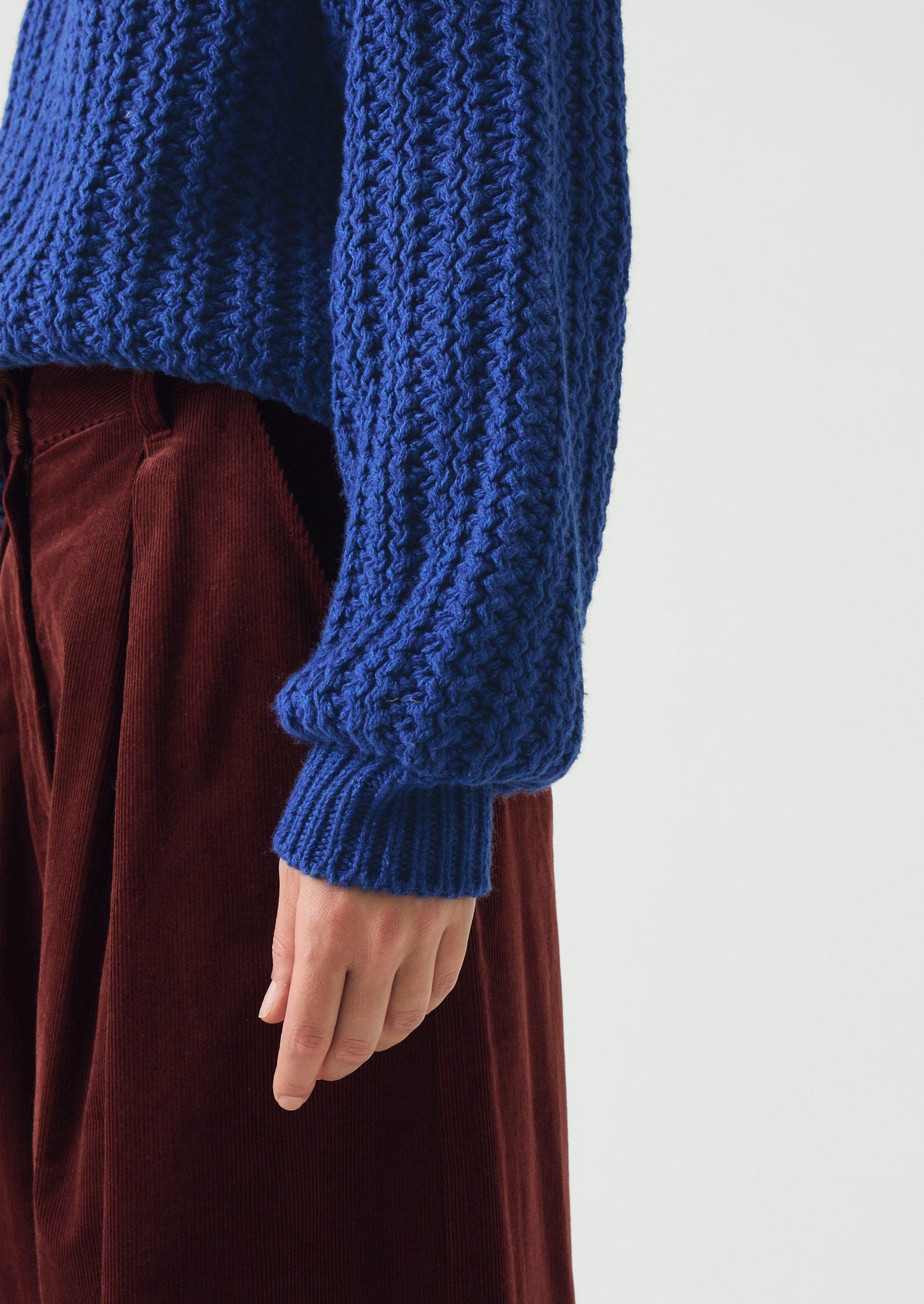 Racked Rib Wool Cotton Sweater | Cobalt