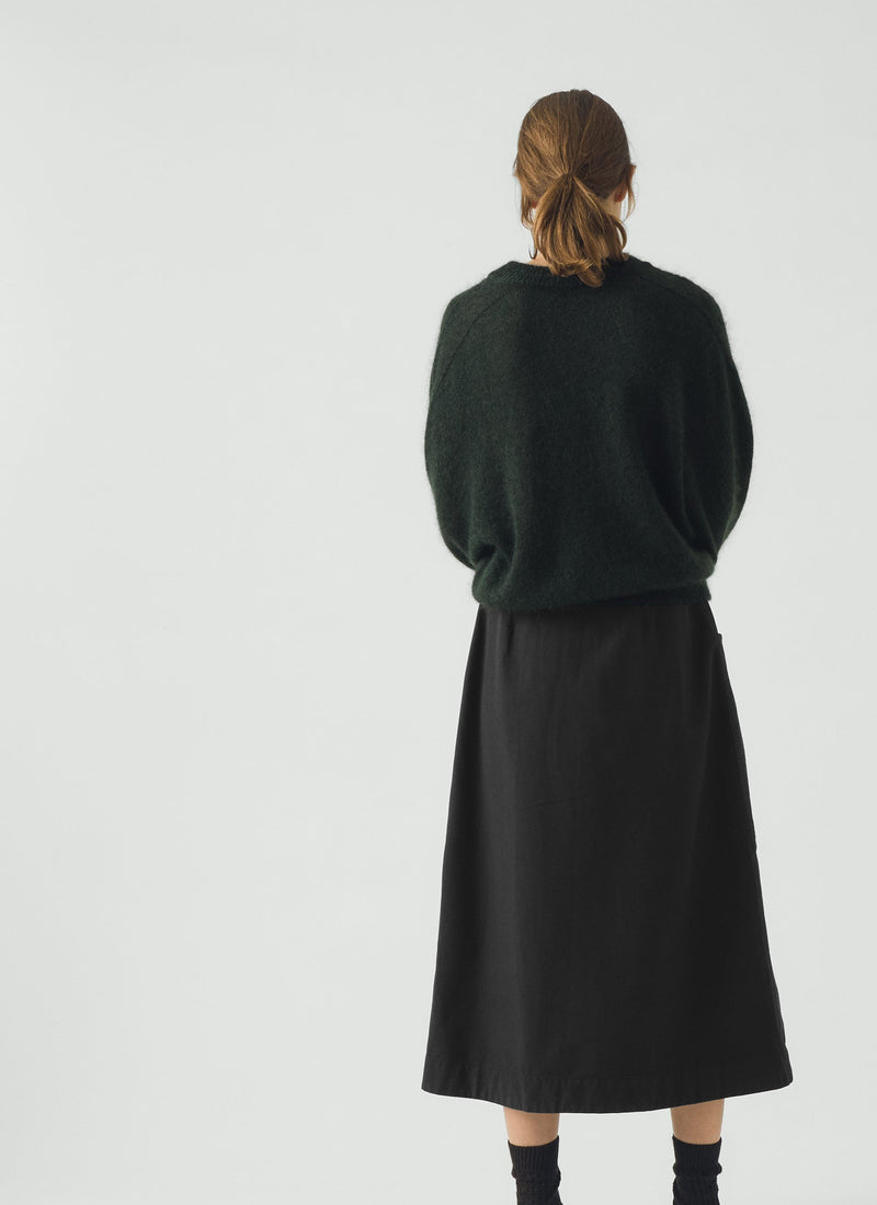 Fine Mohair Cotton Sweater | Forest Green