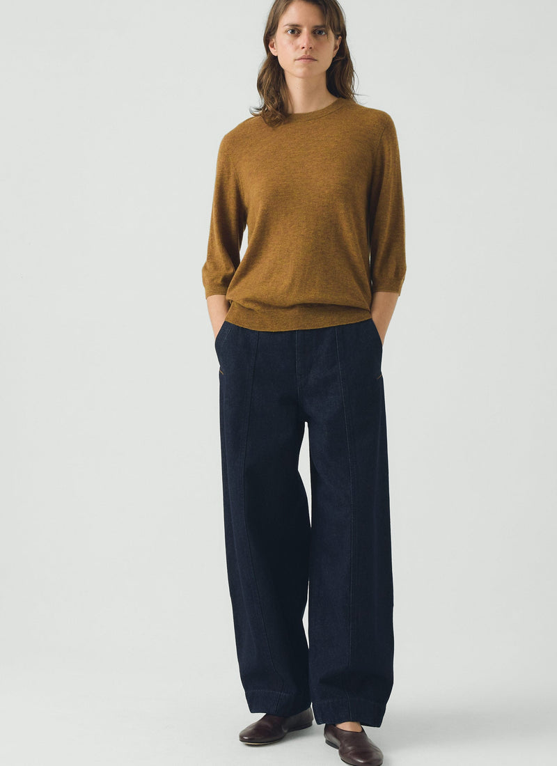 Wool Cashmere Half Sleeve Sweater | Tumeric