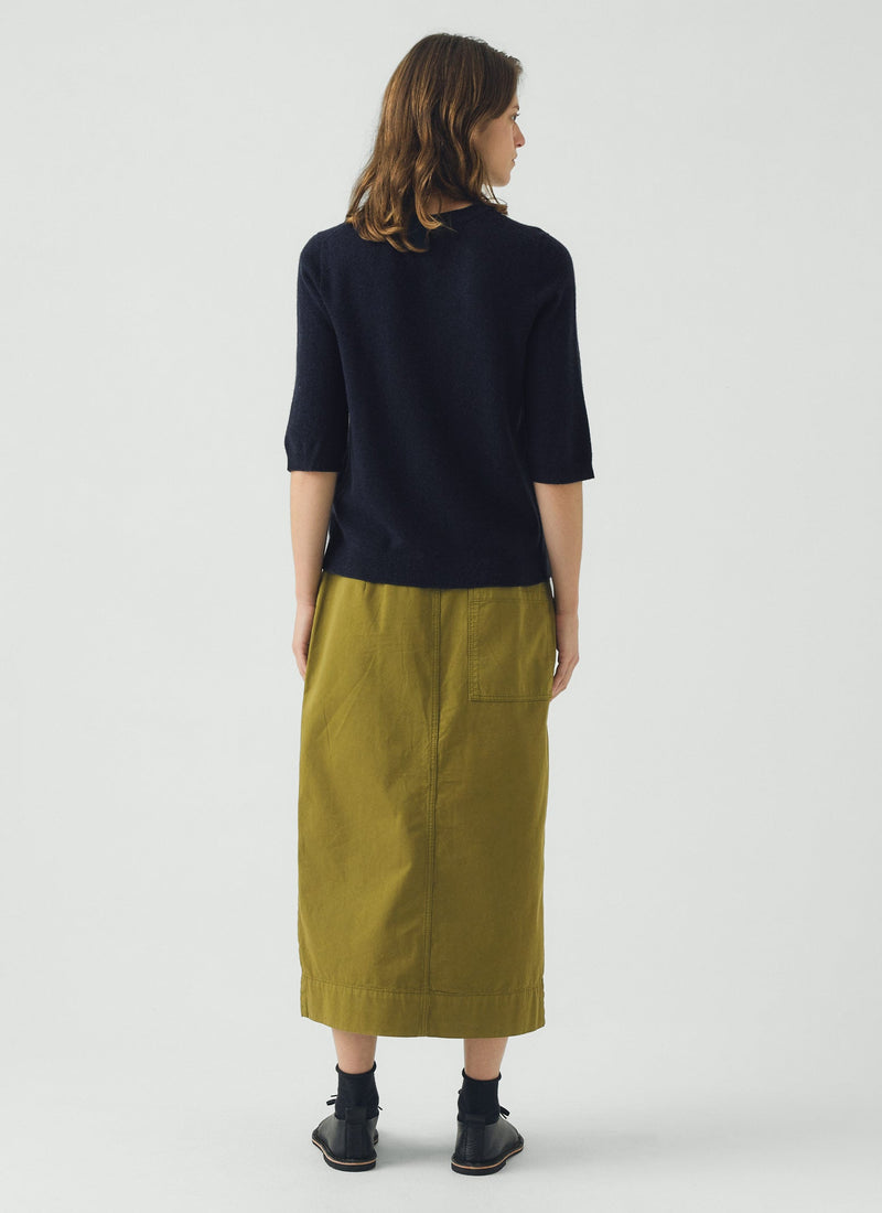 Wool Cashmere Half Sleeve Sweater | Darkest Navy