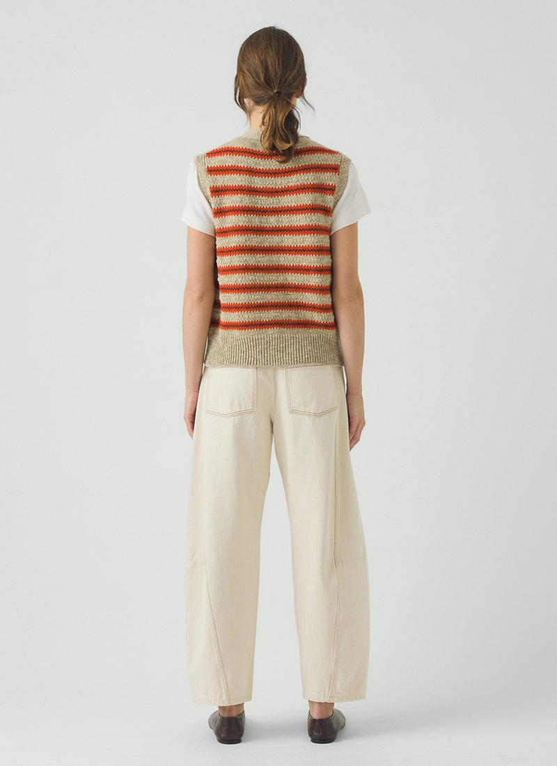 Jacquard Stripe Linen Cotton Tank | Red Multi