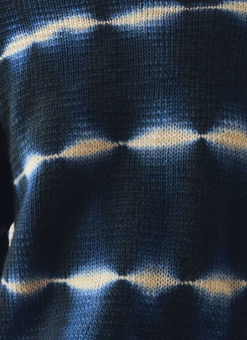 Hand Framed Shibori Knitted Top | Ink Blue