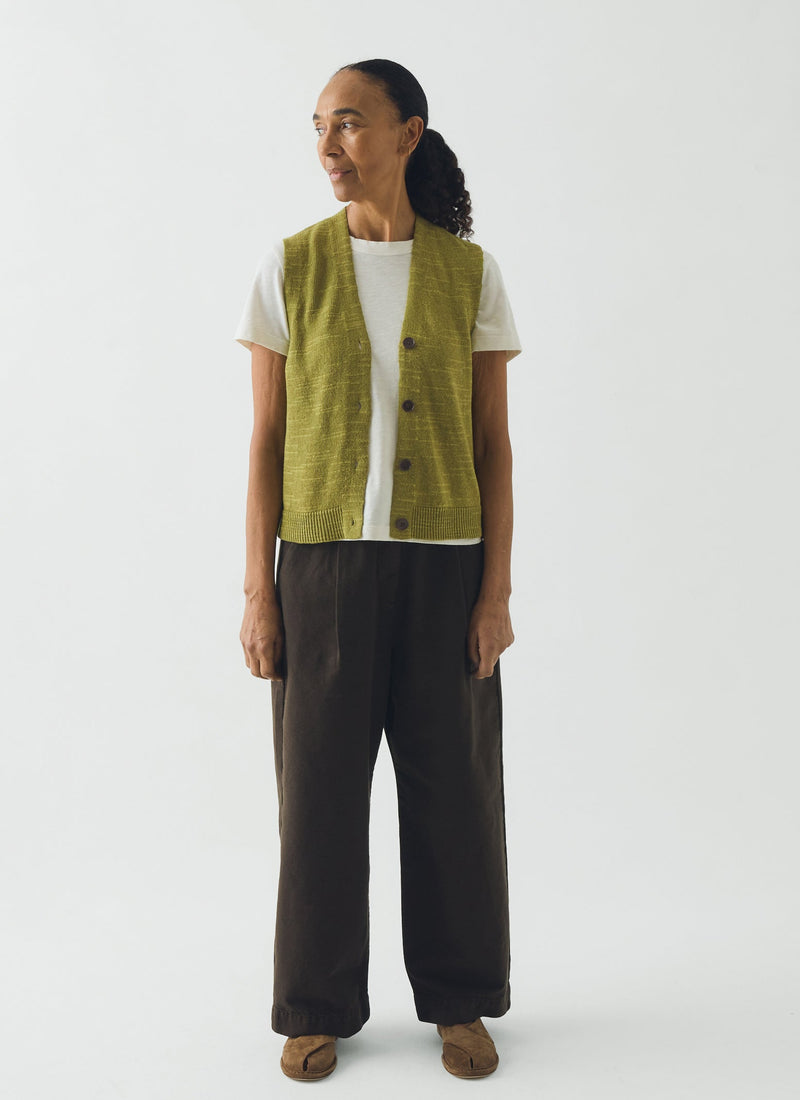 Fine Knitted Linen Cotton Tank | Lime