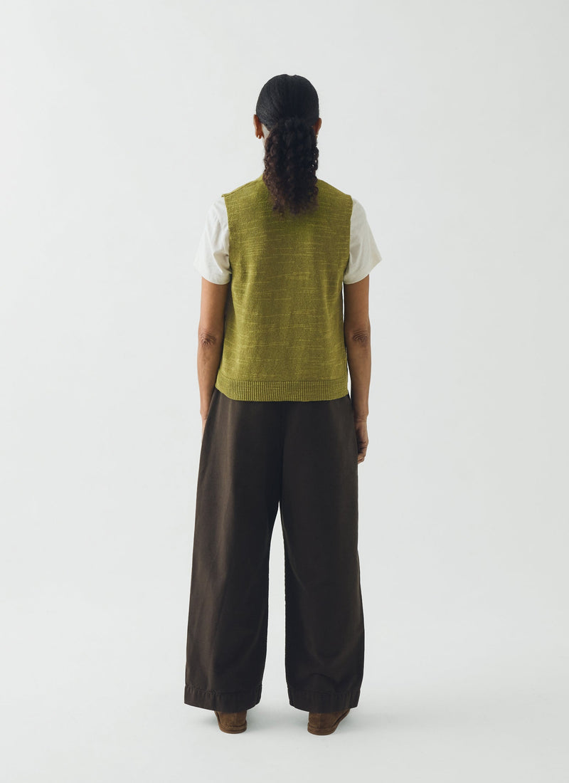 Fine Knitted Linen Cotton Tank | Lime