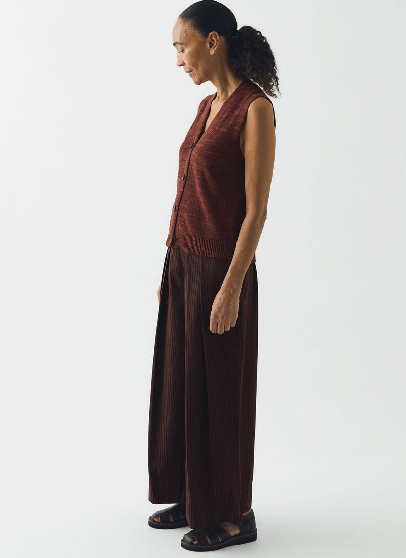 Fine Knitted Linen Cotton Tank | Beetroot