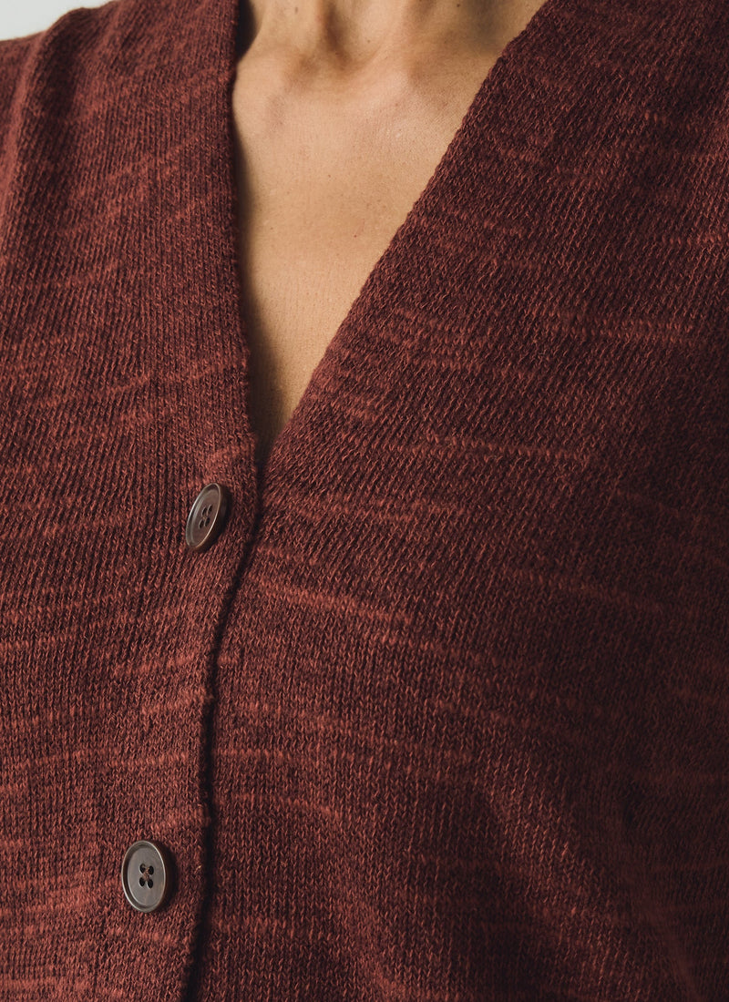 Fine Knitted Linen Cotton Tank | Beetroot