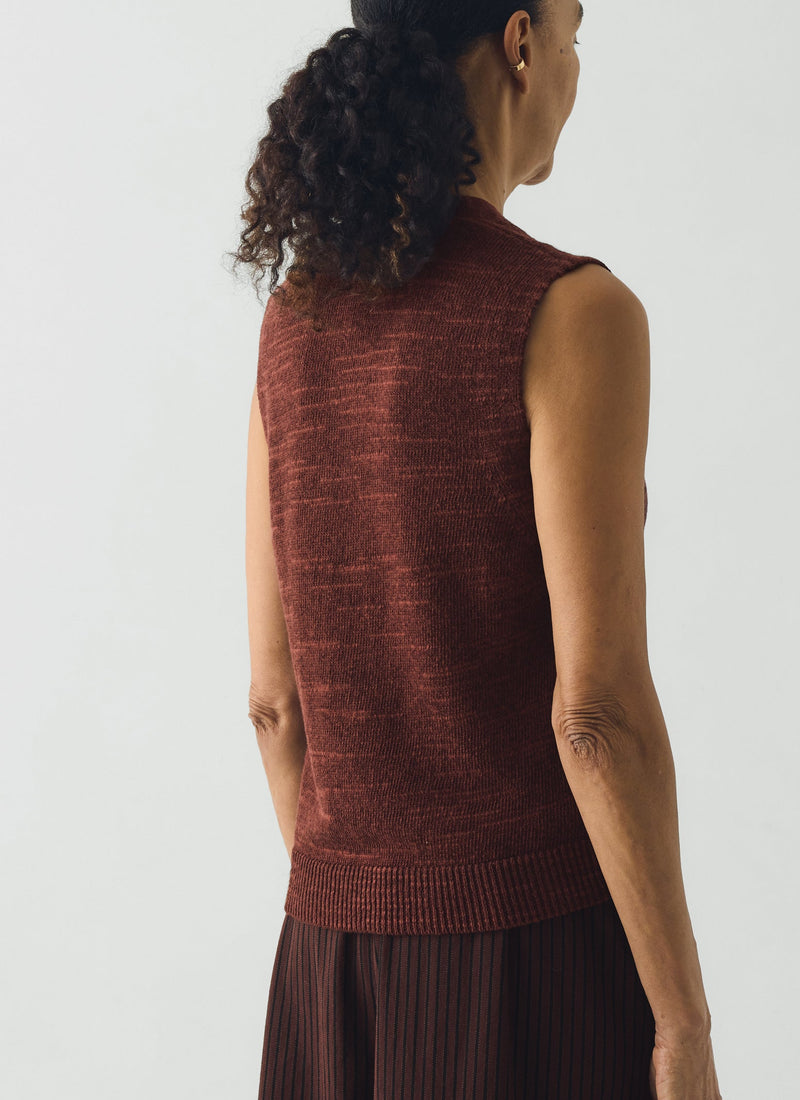 Fine Knitted Linen Cotton Tank | Beetroot