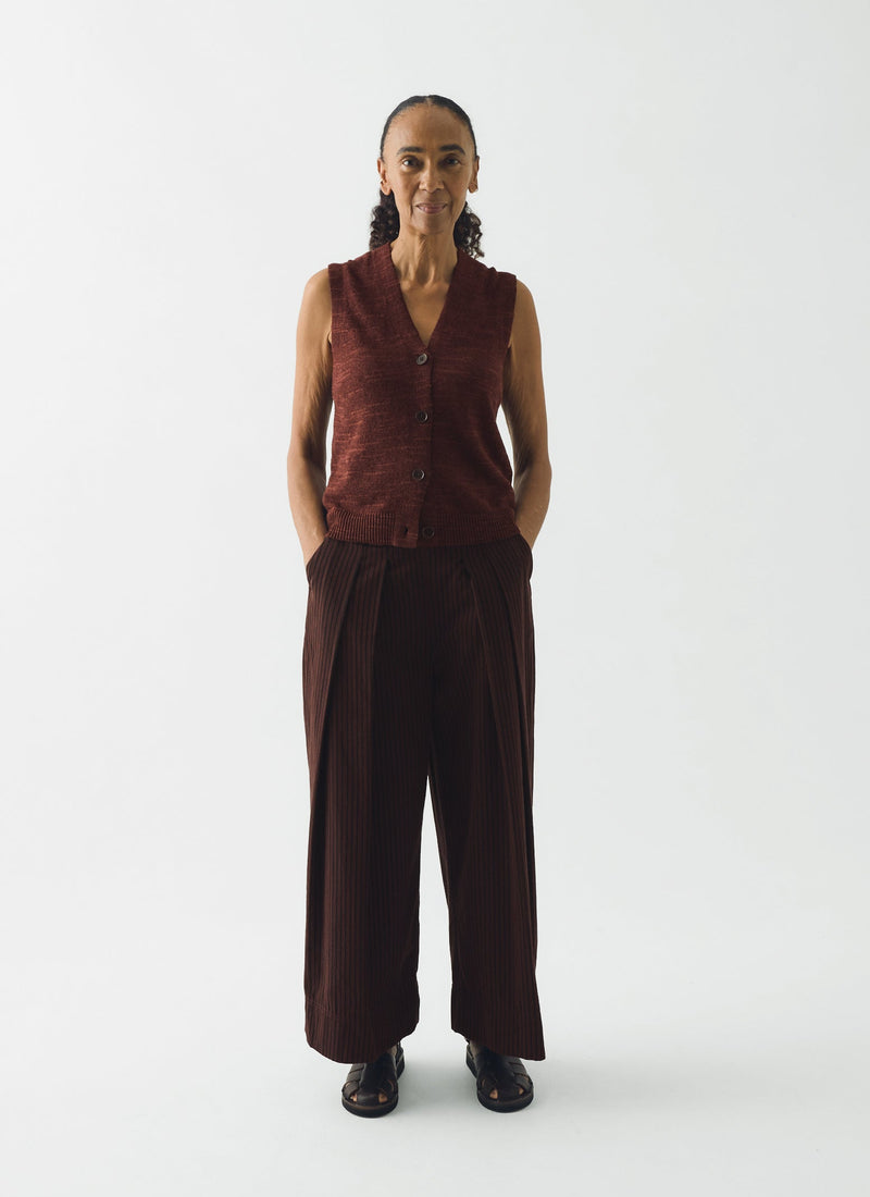 Fine Knitted Linen Cotton Tank | Beetroot