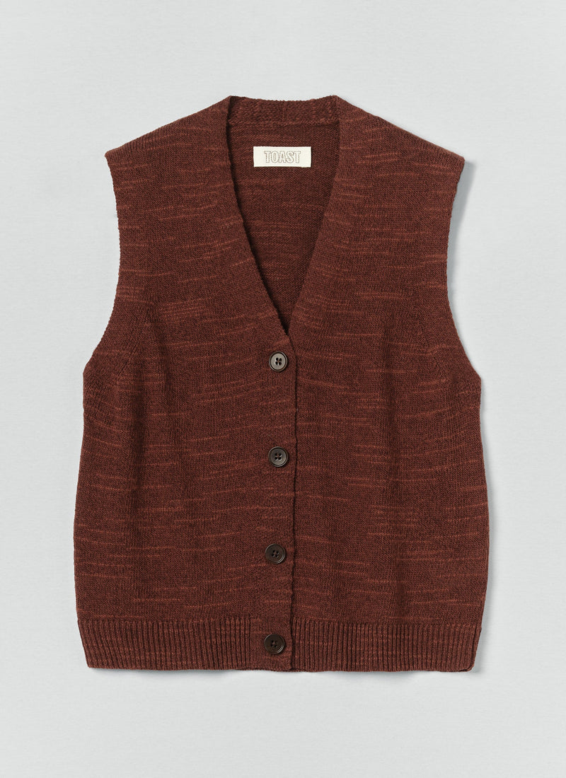 Fine Knitted Linen Cotton Tank | Beetroot