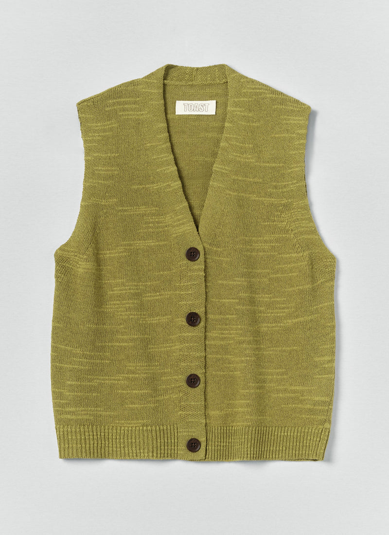 Fine Knitted Linen Cotton Tank | Lime