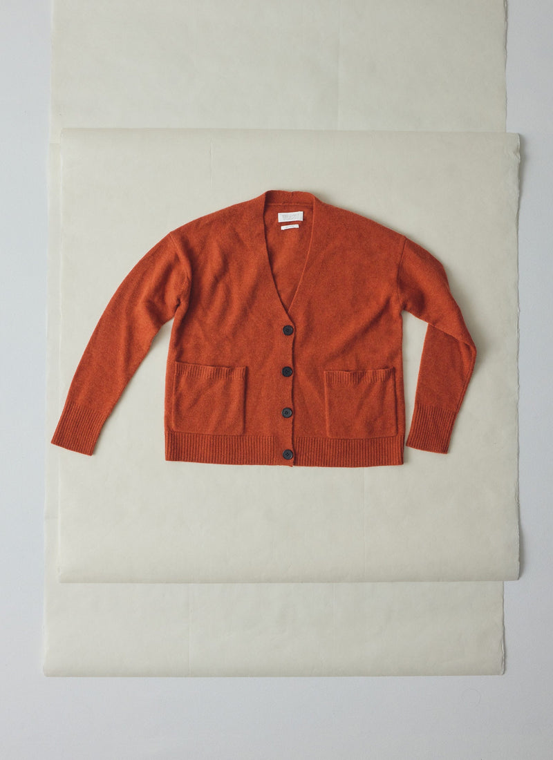 Ffion Wool Cashmere Boxy Cardigan | Terracotta