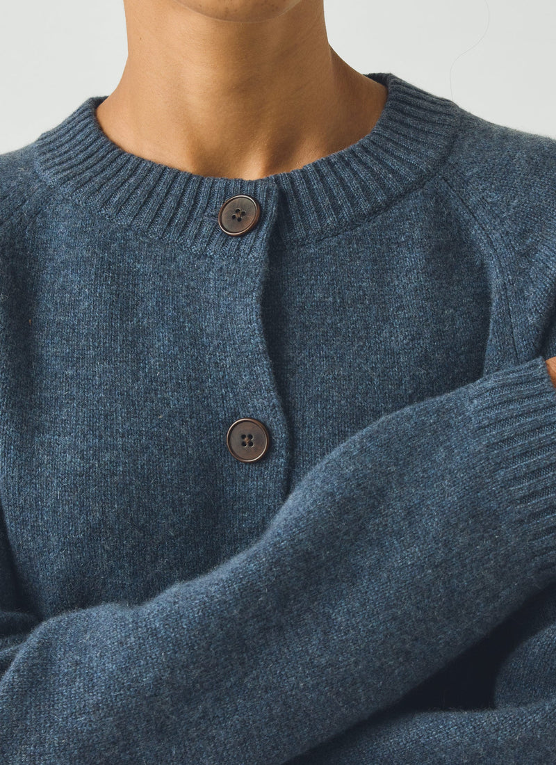 Eden Wool Cashmere Raglan Cardigan | Stormy Blue