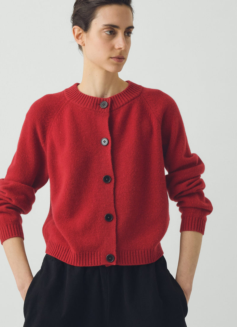 Eden Wool Cashmere Raglan Cardigan | Cardinal Red