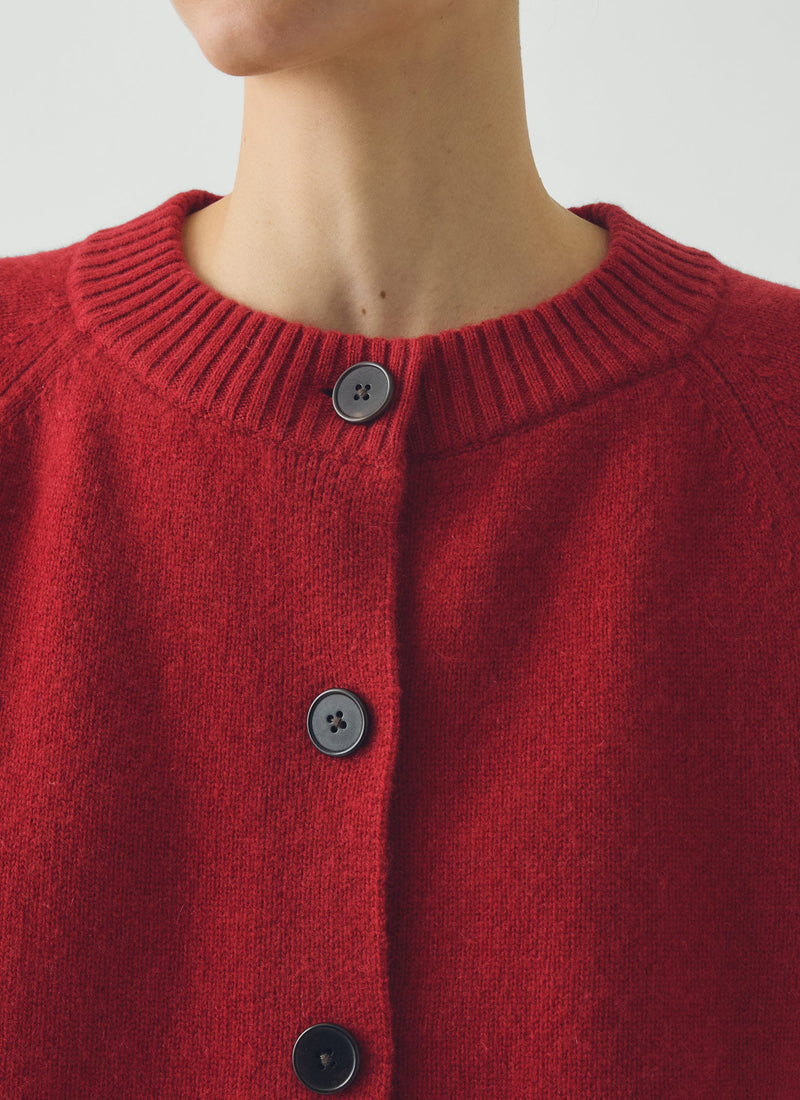 Eden Wool Cashmere Raglan Cardigan | Cardinal Red