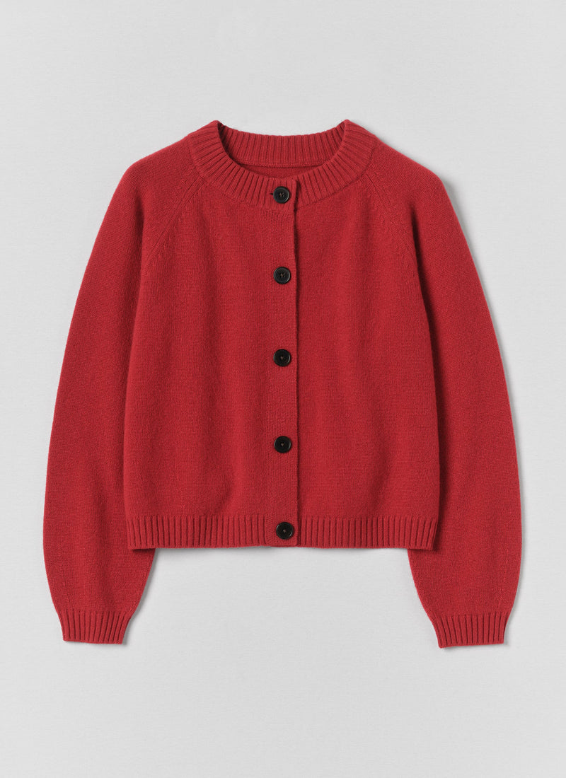 Eden Wool Cashmere Raglan Cardigan | Cardinal Red