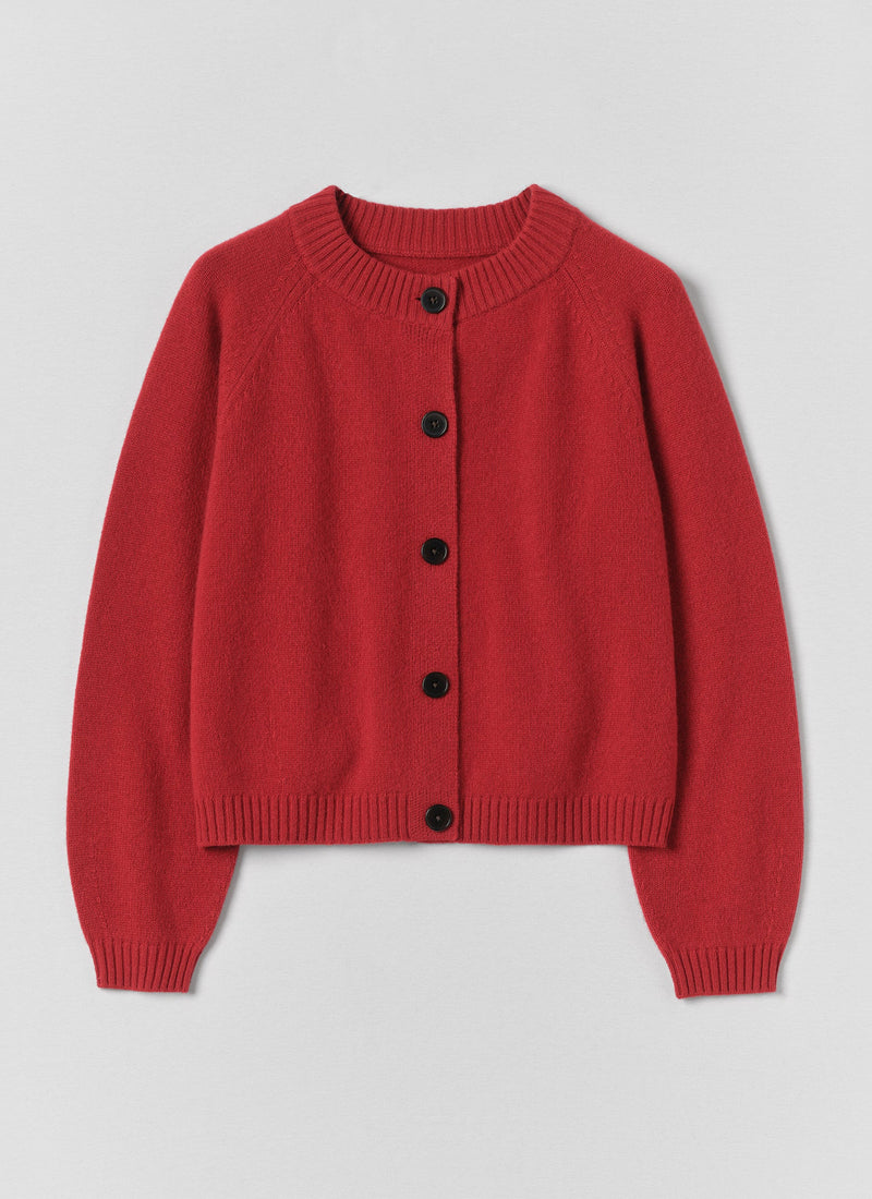 Eden Wool Cashmere Raglan Cardigan | Cardinal Red
