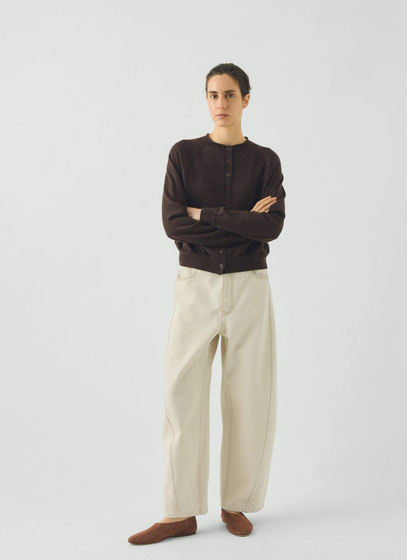 Fine Wool Cotton Cardigan | Dark Chocolate