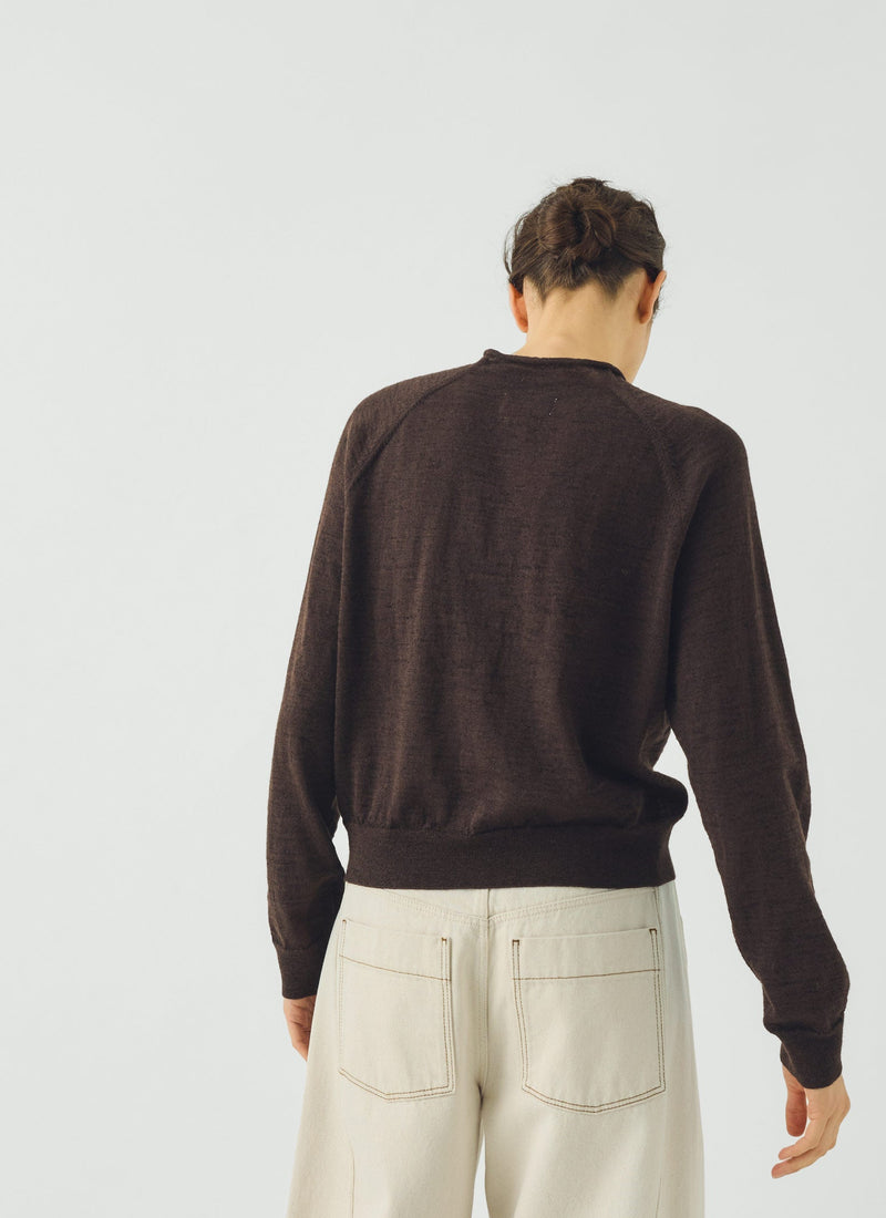 Fine Wool Cotton Cardigan | Dark Chocolate